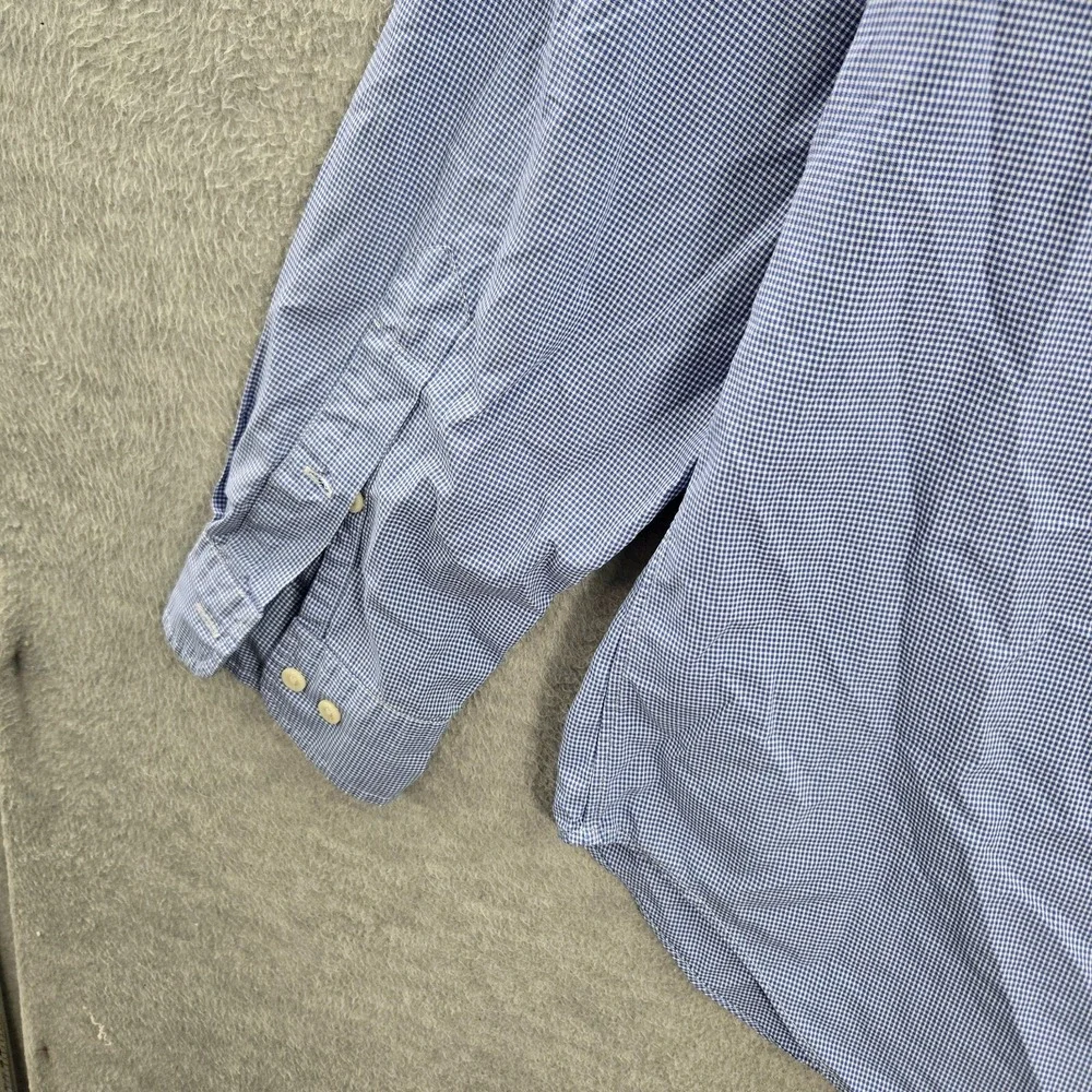 VINTAGE Ralph Lauren Men Button Up Shirt Gingham Plaid Logo Collar Classic READ